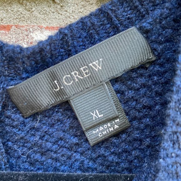 J. CREW Silk Layered Blue Wool Zip Back Sweater Size XL - Picture 2 of 9